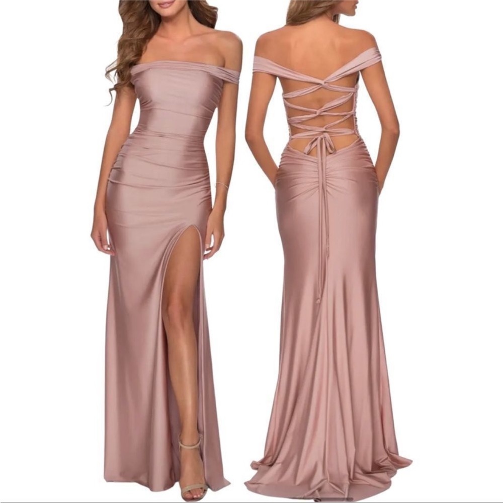 Tie back blush pink gown